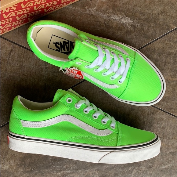••VANS OLD SKOOL NEON GREEN GECKO/TRUE WHITE men’s - Picture 14 of 16